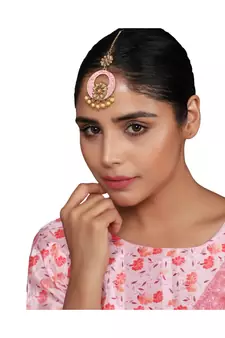Traditional Gold Plated Stone Studded Meenakari Maangtika