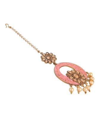 Traditional Gold Plated Stone Studded Meenakari Maangtika 4