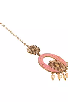 Traditional Gold Plated Stone Studded Meenakari Maangtika