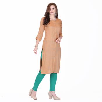 Yellow printed rayon long-kurtis 3