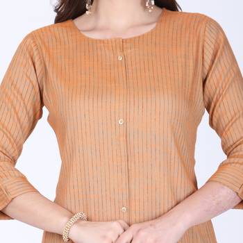 Yellow printed rayon long-kurtis 4