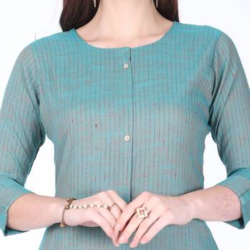 Green printed rayon long-kurtis 4