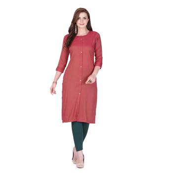 Maroon printed rayon long-kurtis 1