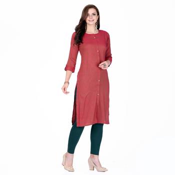 Maroon printed rayon long-kurtis 3