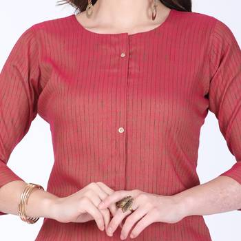 Maroon printed rayon long-kurtis 4
