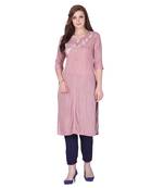 Brown printed rayon long-kurtis