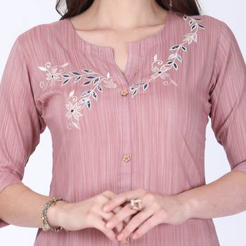 Brown printed rayon long-kurtis 4