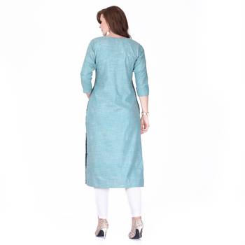 Blue printed rayon long-kurtis 2