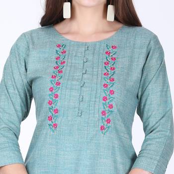 Blue printed rayon long-kurtis 4