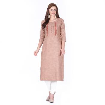Brown printed rayon long-kurtis 1