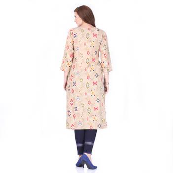 Brown printed rayon long-kurtis 2