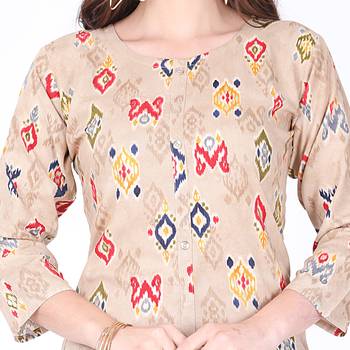 Brown printed rayon long-kurtis 4