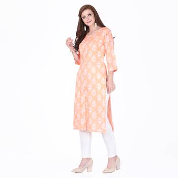 Pink printed rayon long-kurtis 3