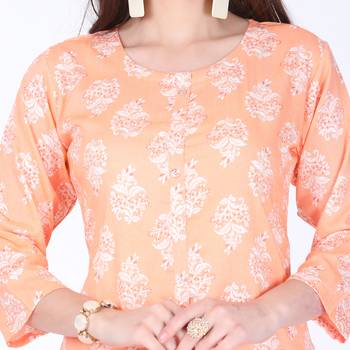 Pink printed rayon long-kurtis 4