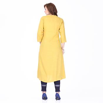 Yellow plain rayon long-kurtis 2