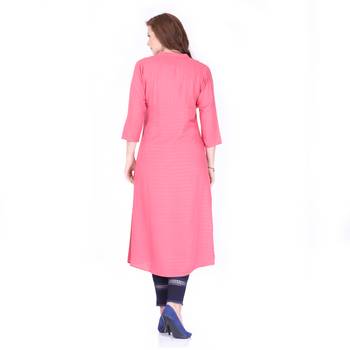 Pink plain rayon long-kurtis 2