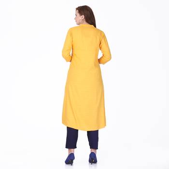 Yellow plain rayon long-kurtis 2