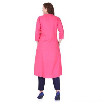 Pink plain rayon long-kurtis 2