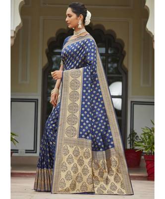 Blue Woven Party Wear Art Silk Sarees 2