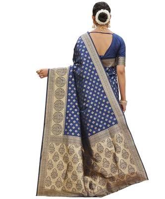 Blue Woven Party Wear Art Silk Sarees 4