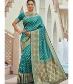 Teal Woven Party Wear Art Silk Sarees