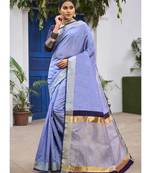 Sky Blue Woven Party Wear Cotton Silk Sarees