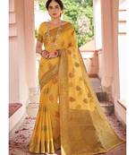 Yellow Woven Party Wear Cotton Silk Sarees