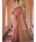 Peach Woven Party Wear Cotton Silk Sarees