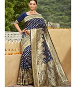Navy Blue Woven Party Wear Art Silk Sarees