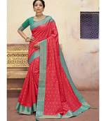 Dark Peach Woven Party Wear Art Silk Sarees