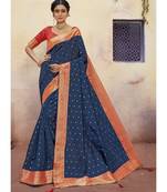 Navy Blue Woven Party Wear Art Silk Sarees