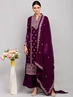 Purple embroidered georgette salwar 1