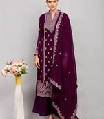 Purple embroidered georgette salwar