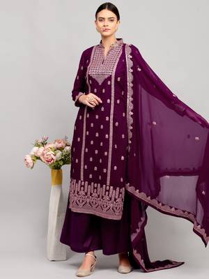 Purple embroidered georgette salwar 3