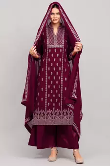 Maroon embroidered georgette salwar