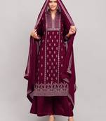 Maroon embroidered georgette salwar