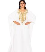 White Wedding Farasha / Abaya/Gown/Gold Embellished Kaftan Maxi Dress