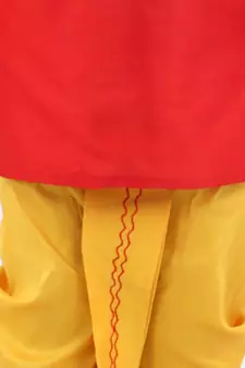 BownBeeAttached Jacket Dhoti Kurta For Boys-Red