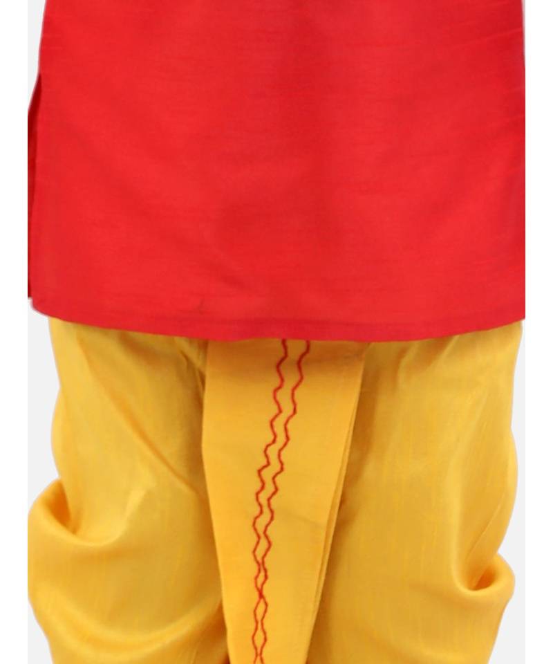 BownBeeAttached Jacket Dhoti Kurta For Boys-Red