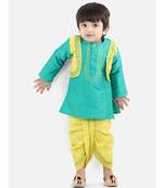 BownBeeAttached Jacket Dhoti Kurta For Boys-Green
