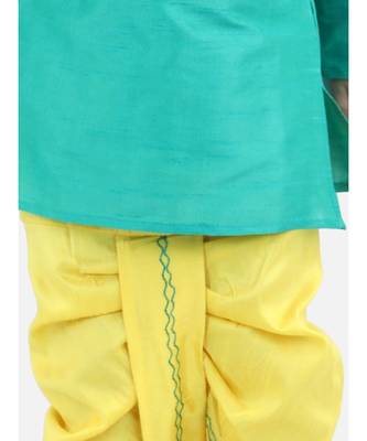 BownBeeAttached Jacket Dhoti Kurta For Boys-Green 2