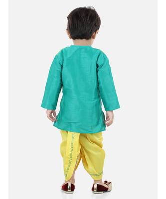 BownBeeAttached Jacket Dhoti Kurta For Boys-Green 3