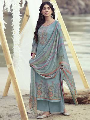 Blue embroidered pashmina salwar 1