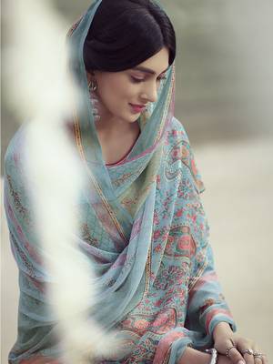 Blue embroidered pashmina salwar 2