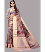 Peach Banarasi Organza Saree With Blouse