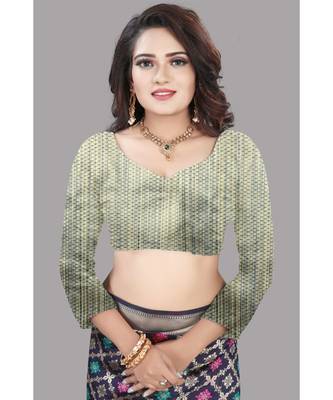 Green Banarasi Organza Saree With Blouse 5