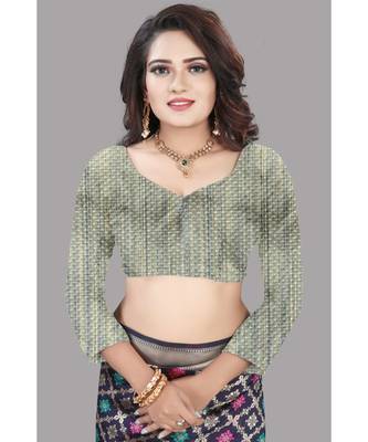 Blue Banarasi Organza Saree With Blouse 5