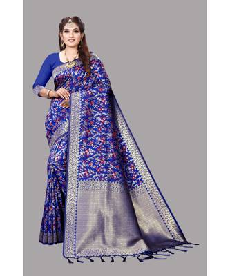 Royalblue Banarasi Soft silk Saree With Blouse 1