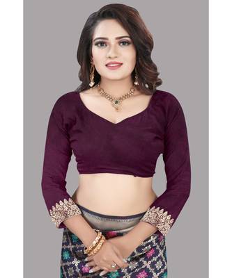 Wine Banarasi Soft silk Saree With Blouse 5