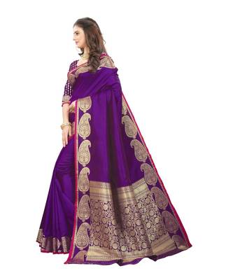 Purple Jari Border Pure Silk Saree With Blouse 2